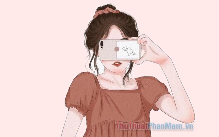 Những bức tranh anime cầm điện thoại che mặt đẹp nhất