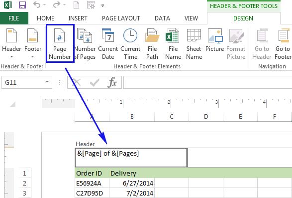 đánh số trang excel NCPC