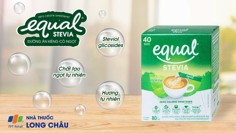 ĐƯỜNG ĂN KIÊNG CỎ NGỌT EQUAL STEVIA NO CALORIE SWEETENER 40 GÓI X 80G 1