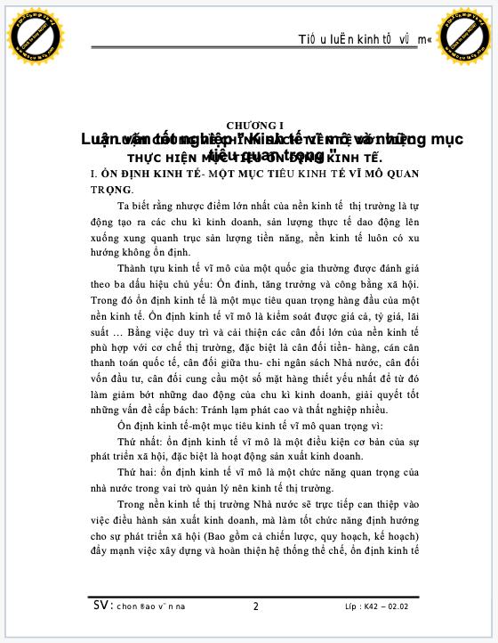 Luận văn tốt nghiệp: Kinh tế vĩ mô và những mục tiêu quan trọng 