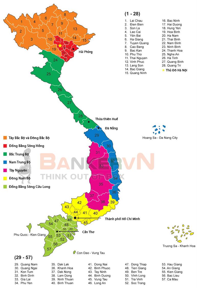 Xếp hạng diện tích các tỉnh thành Việt Nam