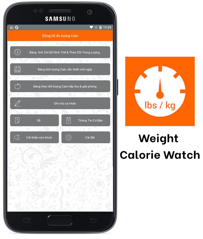 Ứng dụng Weight Calorie Watch 