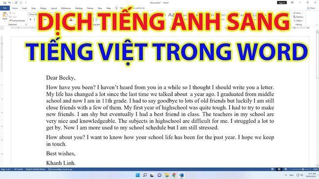 Cách dịch tiếng Anh sang tiếng Việt trong Word 2019 chuẩn xác 100%