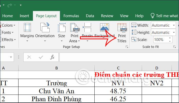 Điều chỉnh sheet trong Excel