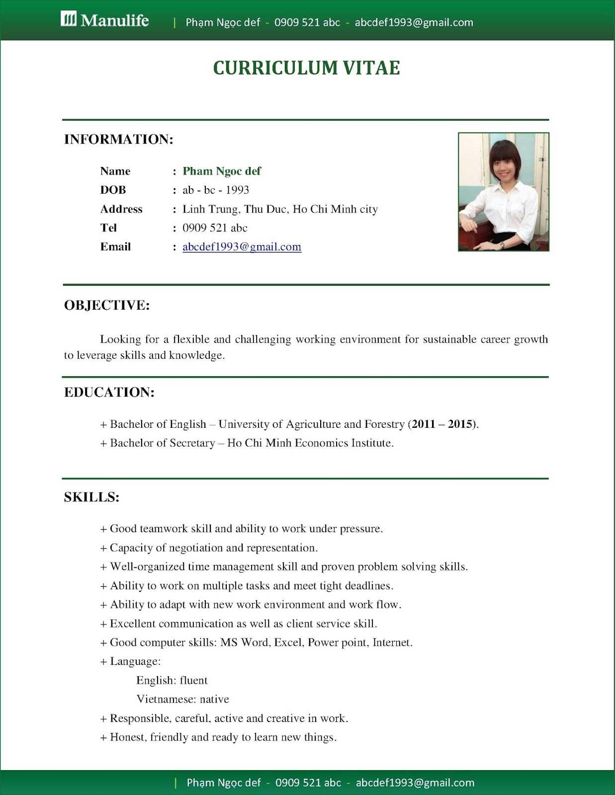 Dịch CV sang tiếng Anh