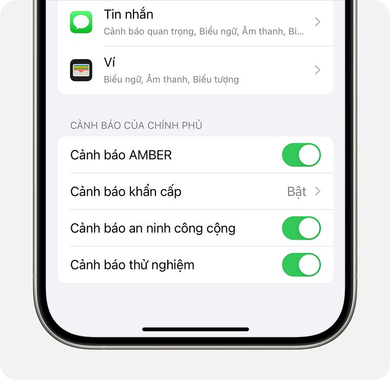 Giới thiệu về cảnh báo khẩn cấp và cảnh báo của chính phủ trên iPhone